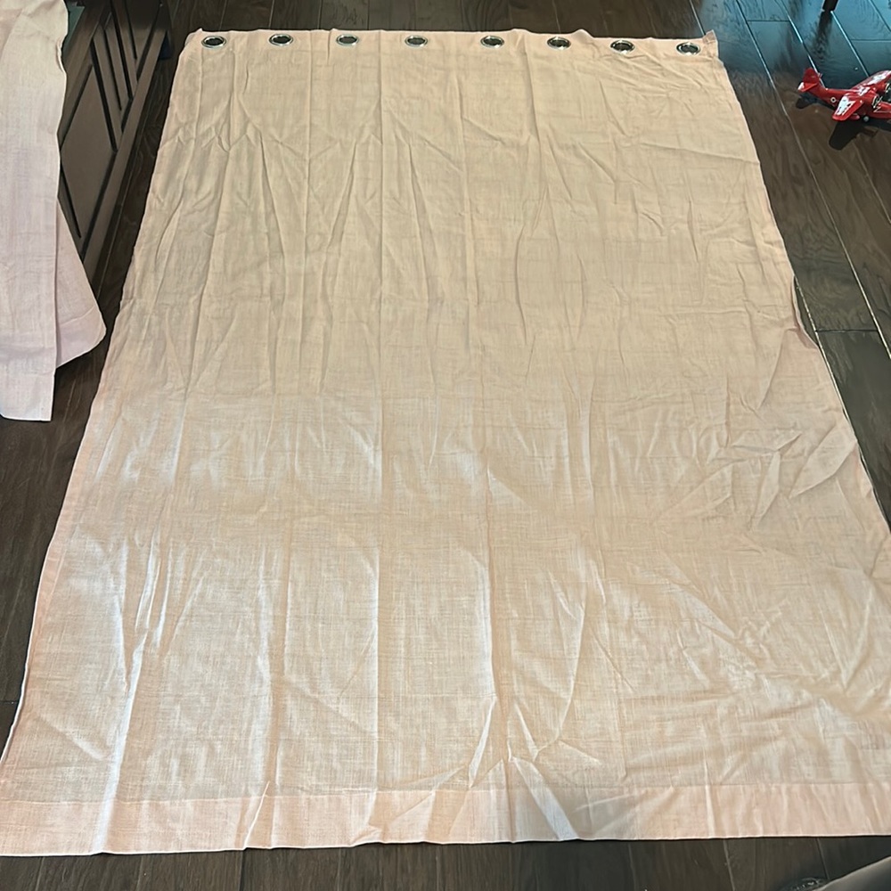 Pink Blush Curtains with Square Stitch Detailing (2 panels)